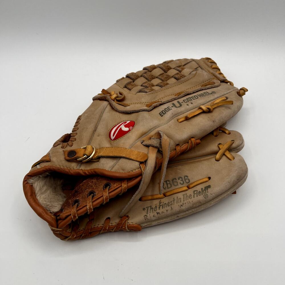 RAWLINGS RBG36 Gold Glove Series Baseball Glove Basket Web Tan Leather Vintage